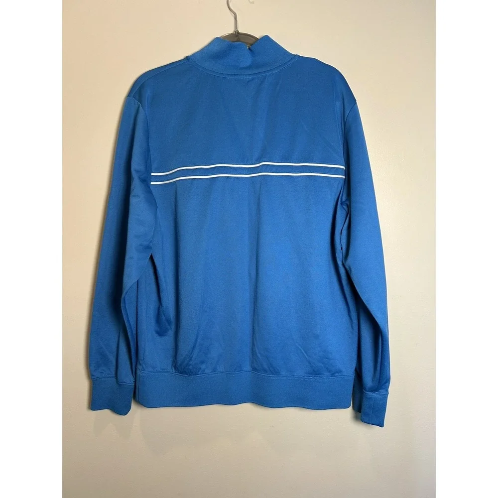 The North Face Men Large Blue Full Zip Track Stripe Athletic Outdoor gym jacket